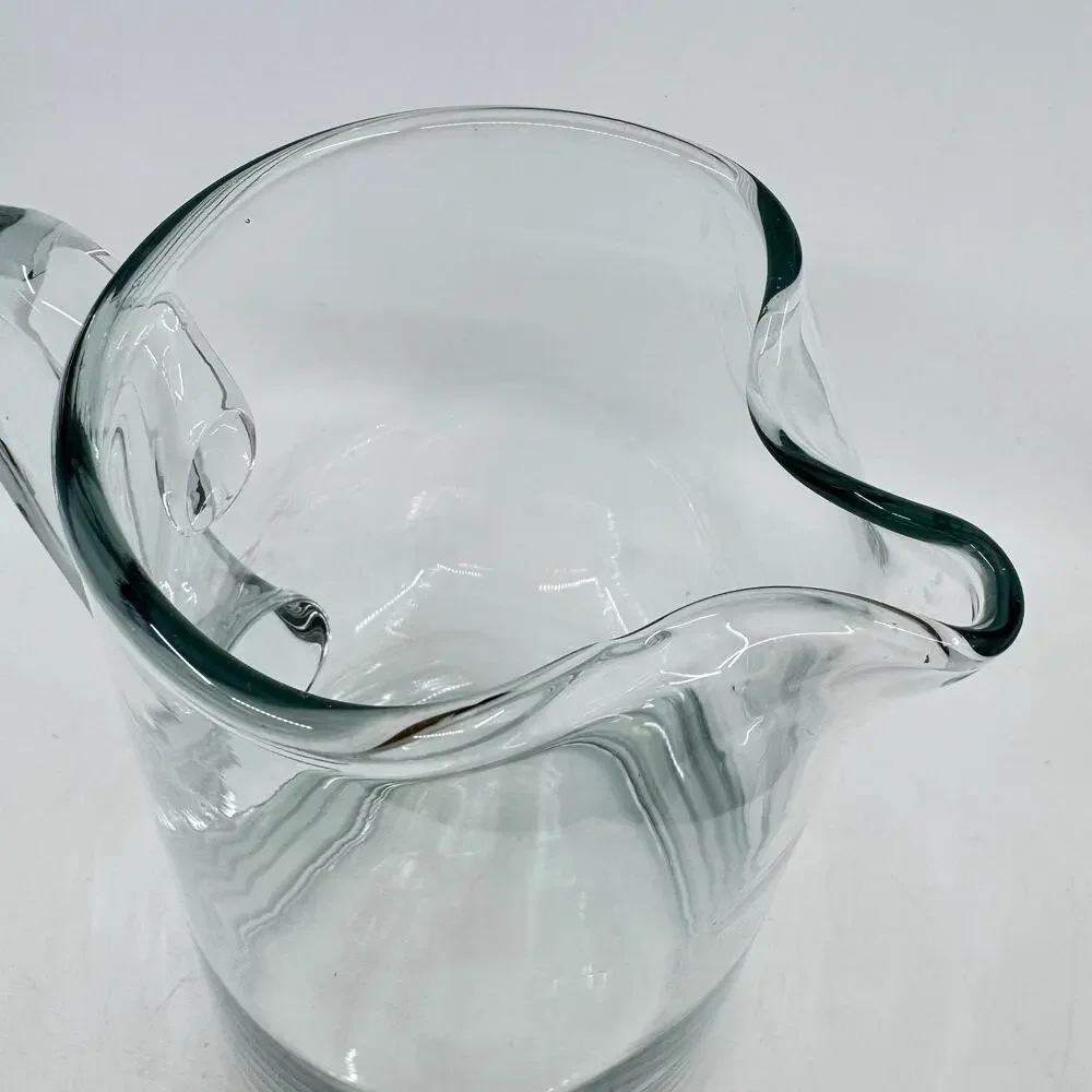 Vintage MCM Hand Blown Clear Glass Pitcher